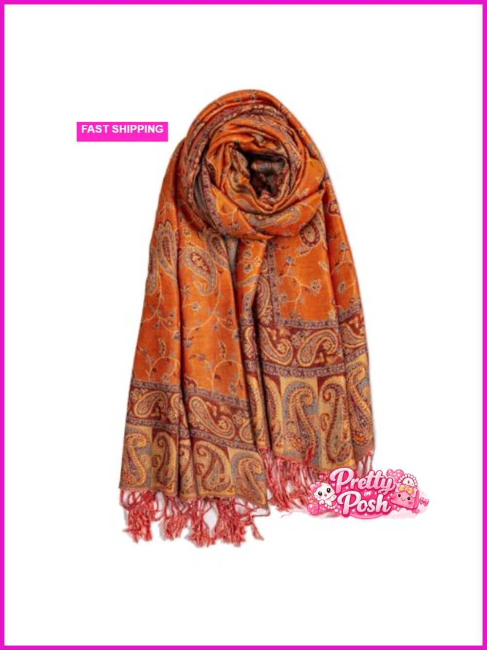 Reversible Pashmina Feel Wrap Scarf Fringe Shawl 72x28